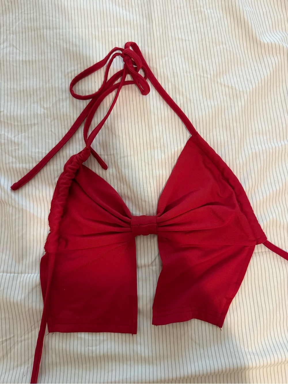 Red Halter Open Back Crop Tank Top